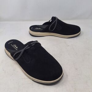 Clarks Cloudsteppers Black Breeze Shore Slip On Mules Cushioned Shoes Size 12